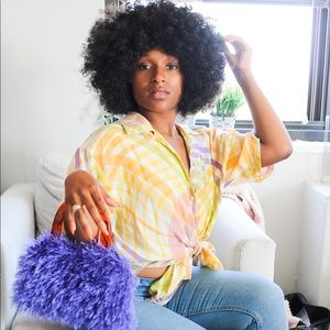 Vintage colorful 100% Silk button up